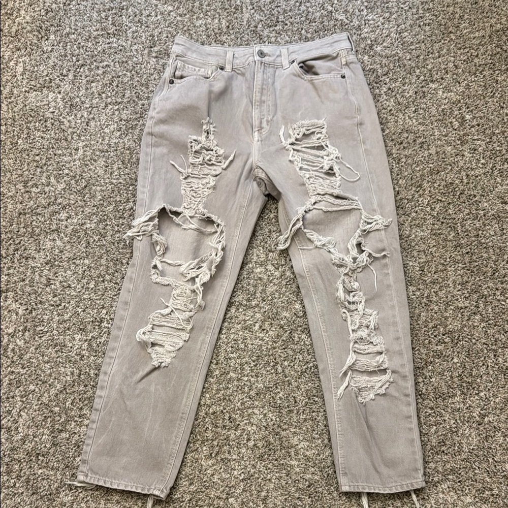 Distressed Gray Jeans